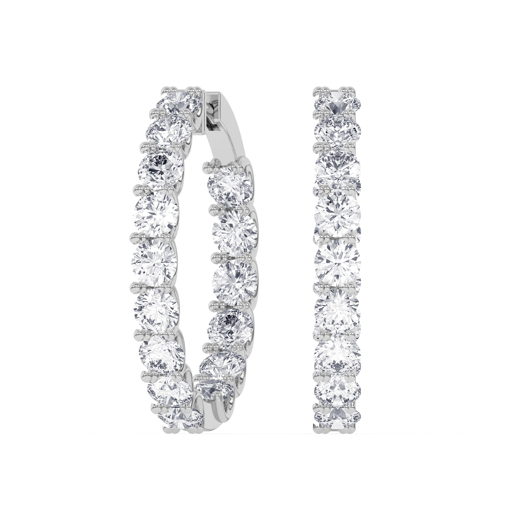 14K white Gold Hoops Earring 7.00 CTW