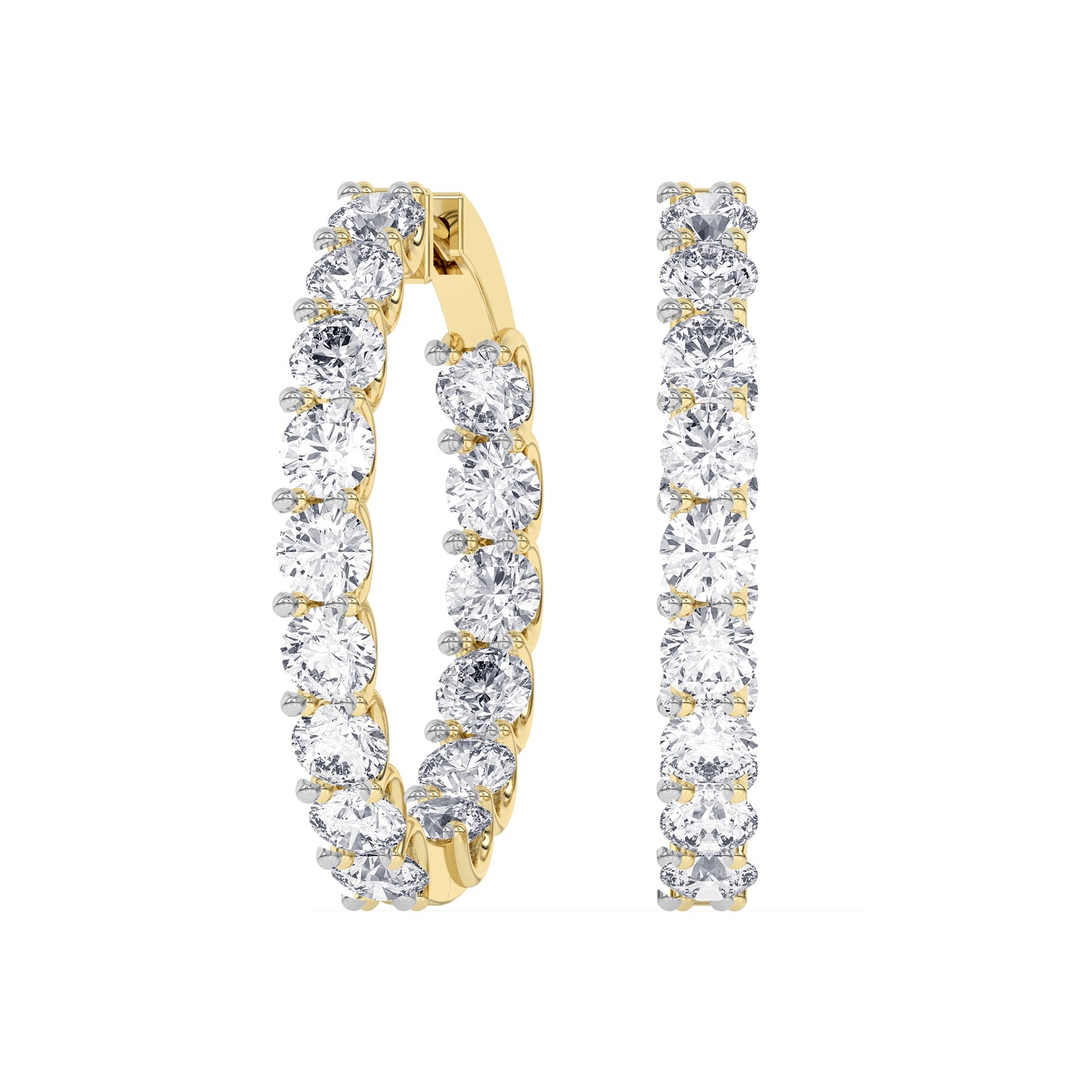 14K yellow Gold Hoops Earring 7.00 CTW