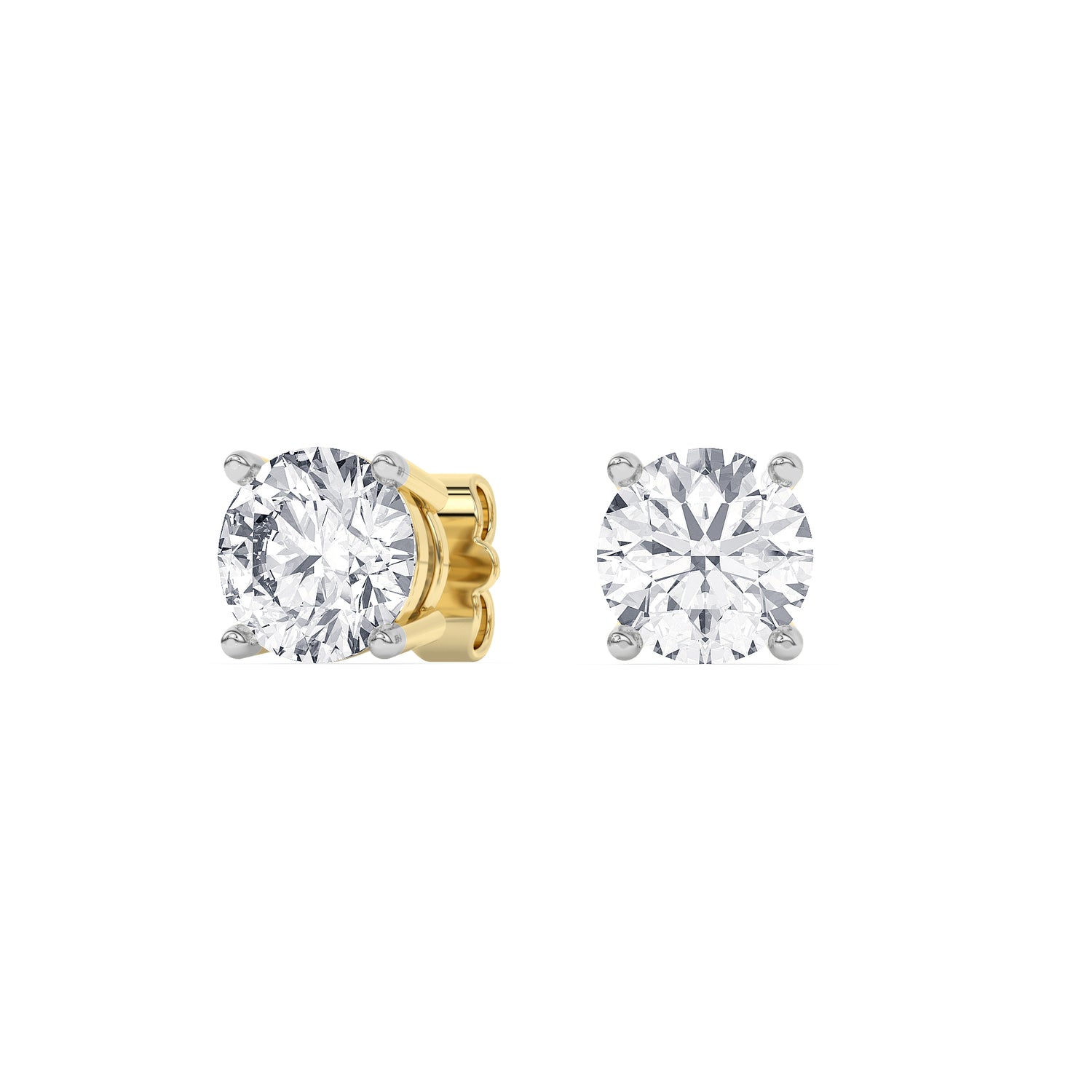 14K yellow Gold Solitaire Earring 4.00 CTW