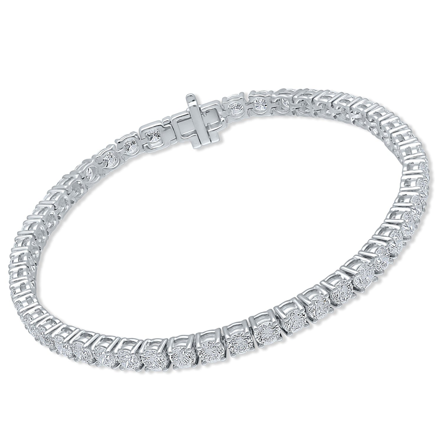 14K White Gold Round Lab Grown Diamond Tennis Bracelet 7.0 CTW Vs1-Vs2