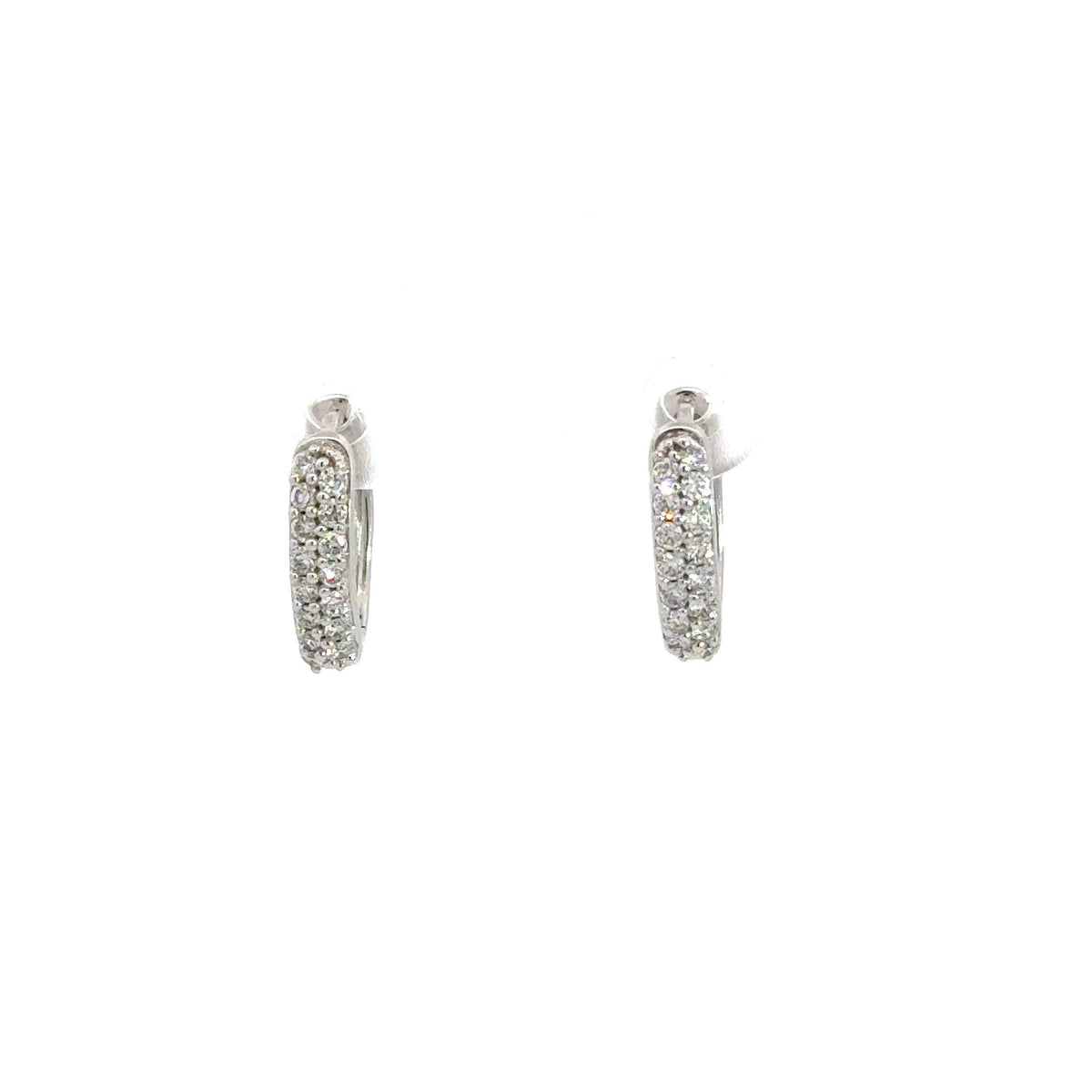 14K White Gold round lab grown diamond hoop earrings, 0.33 carats total