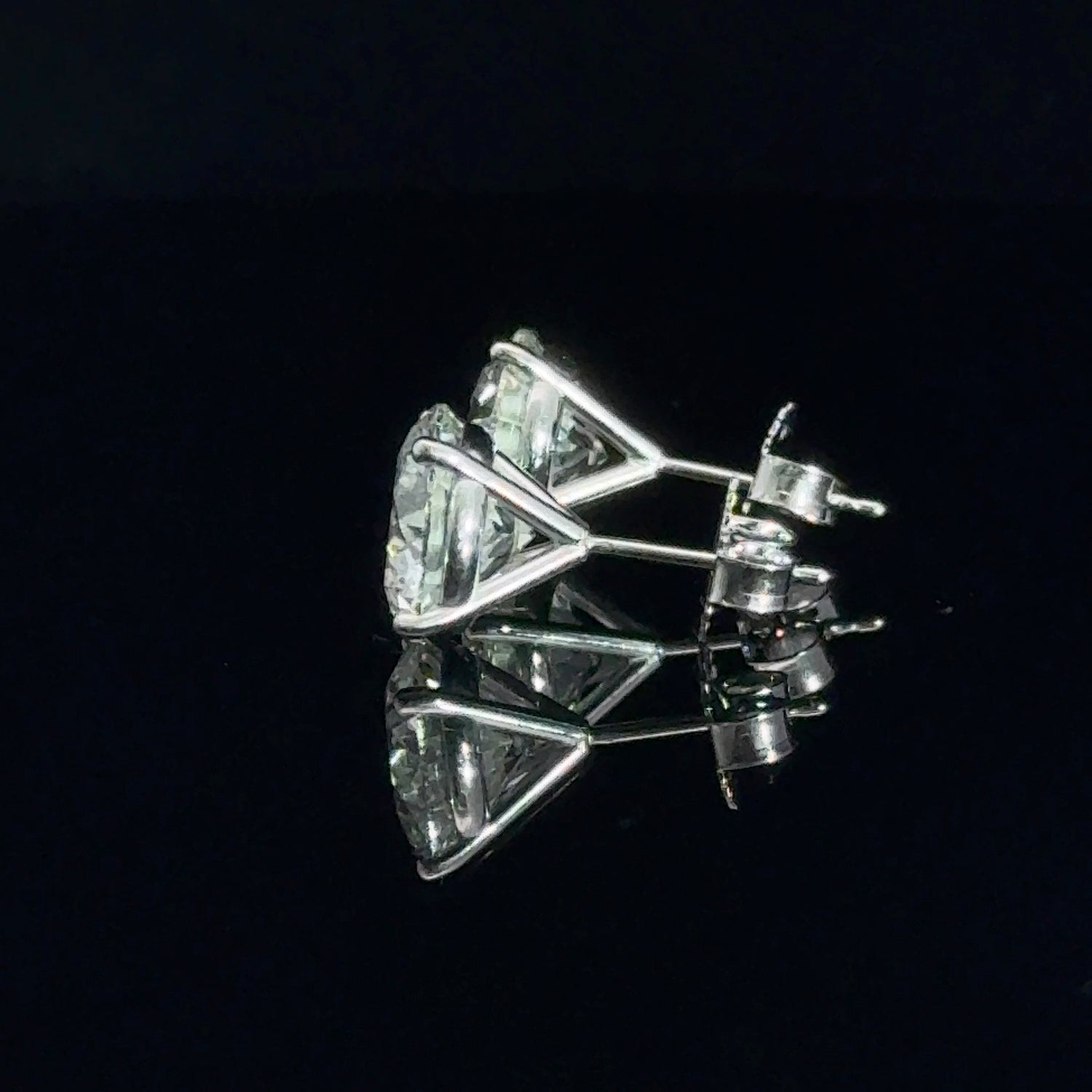 14K White Gold Round Brilliant Cut Lab Grown Diamond Stud Earrings 6.46cttw