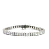 14K white gold tennis bracelet set with 12.96 carats of radiant cut lab grown diamonds