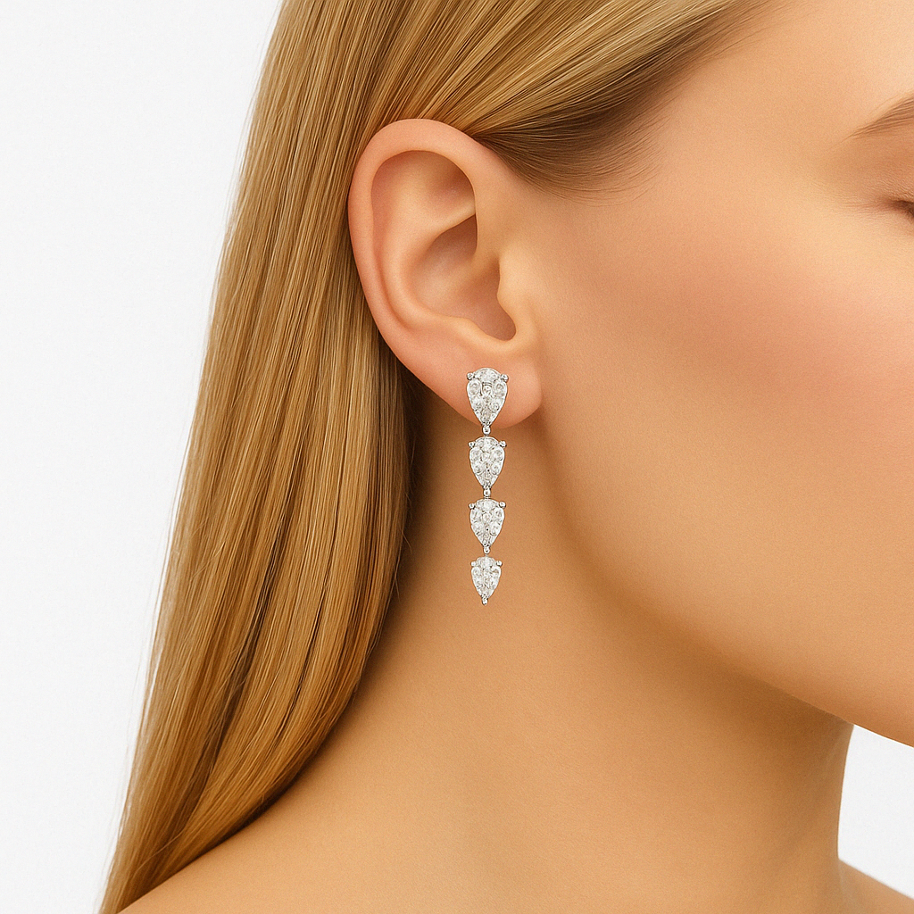14K White Gold 4.18 ctw Pear Shape Lab Grown Diamond Drop Earrings