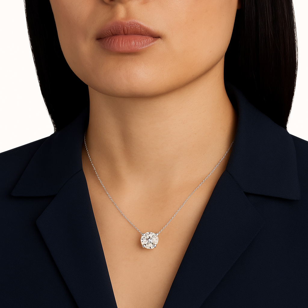 14K White Gold 2.26 cttw Round Brilliant Cut Lab Grown Diamond Pendant