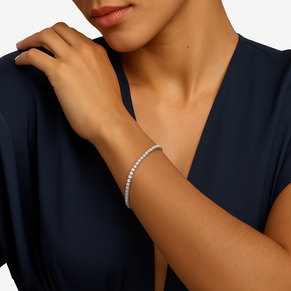 14K White Gold 3.00 cttw Round Brilliant Lab Grown Diamond Tennis Bracelet
