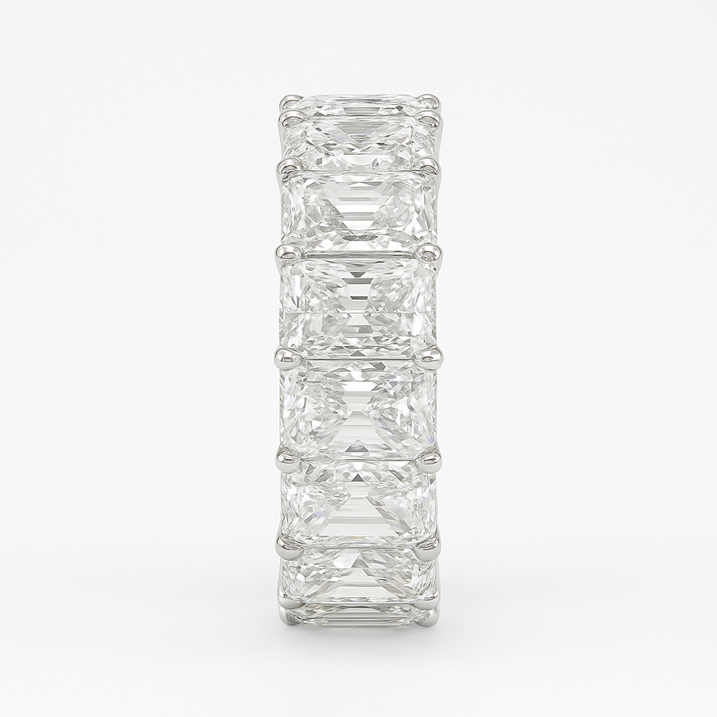 18K White Gold Radiant Cut Lab Grown Diamond Eternity Band