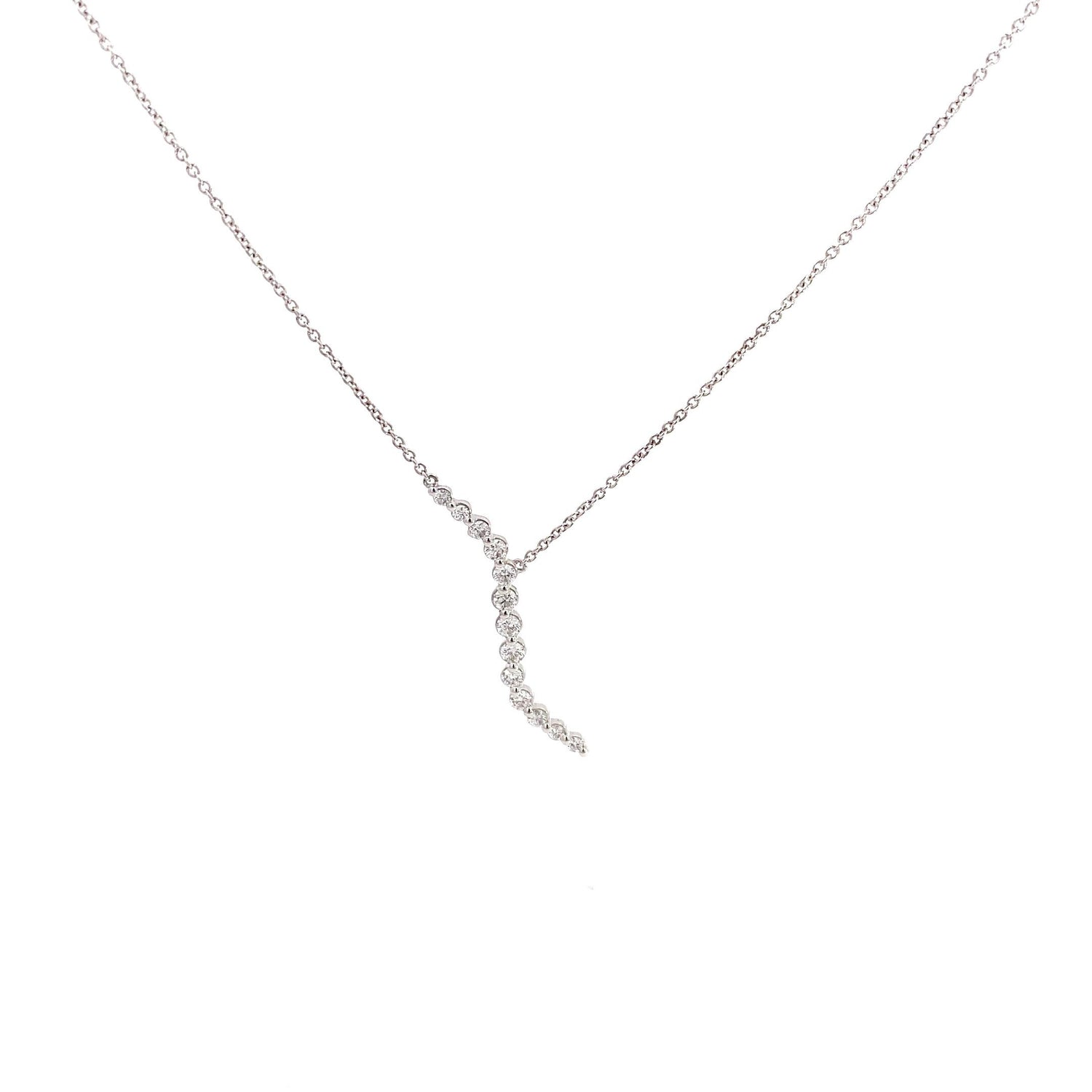 14K White Gold 0.50 cttw Round Brilliant Cut Lab Grown Graduating Drop Diamond Pendant
