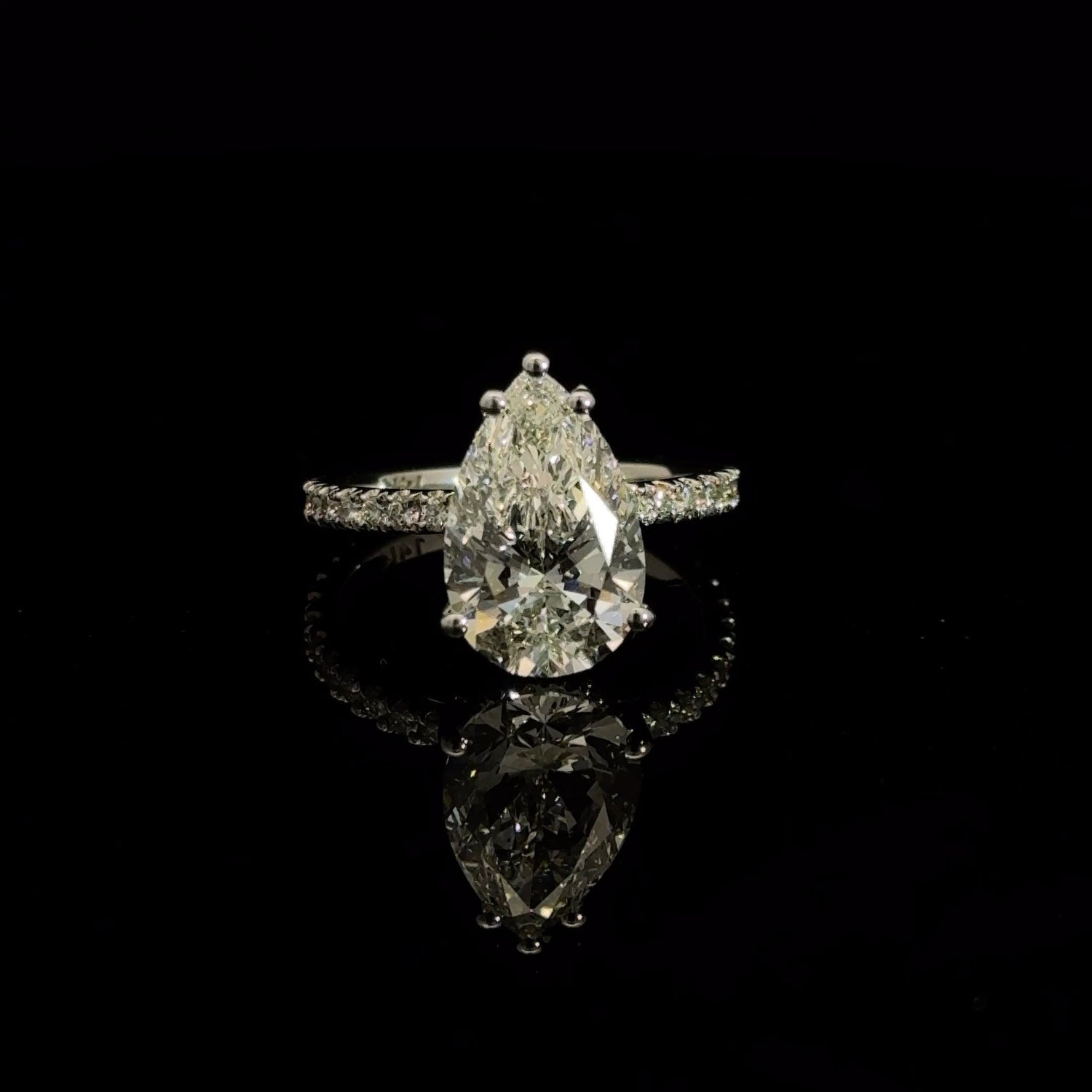 14K White Gold Pear and Round Lab Grown Diamond Engagement Ring 3.63cttw E VVS2 IGI