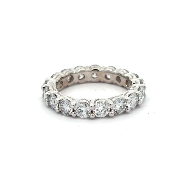 14K White Gold Round Brilliant Cut Lab Grown Diamond Eternity Band F VS1