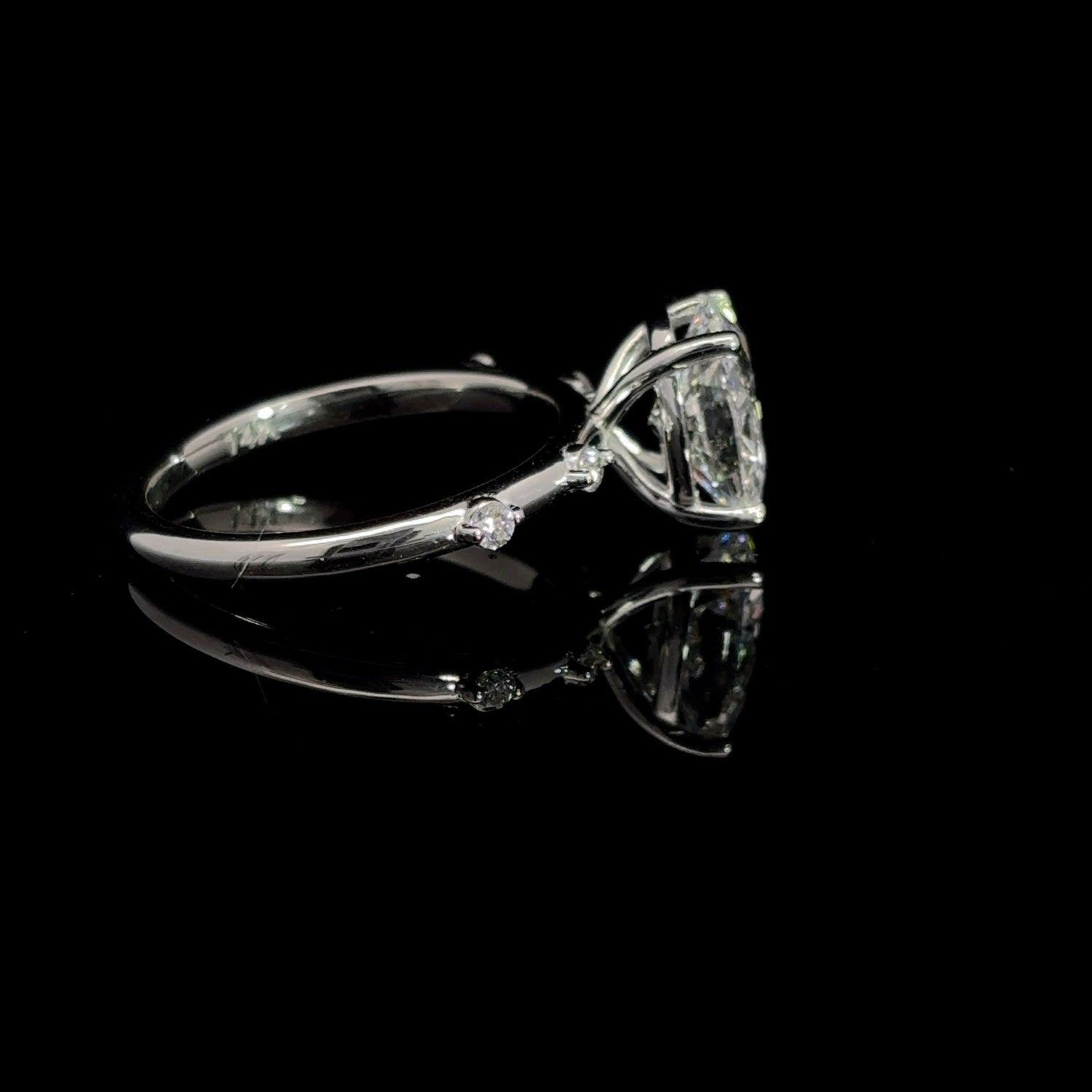 14K White Gold Round and Oval Lab Grown Diamond Engagement Ring 2.13cttw