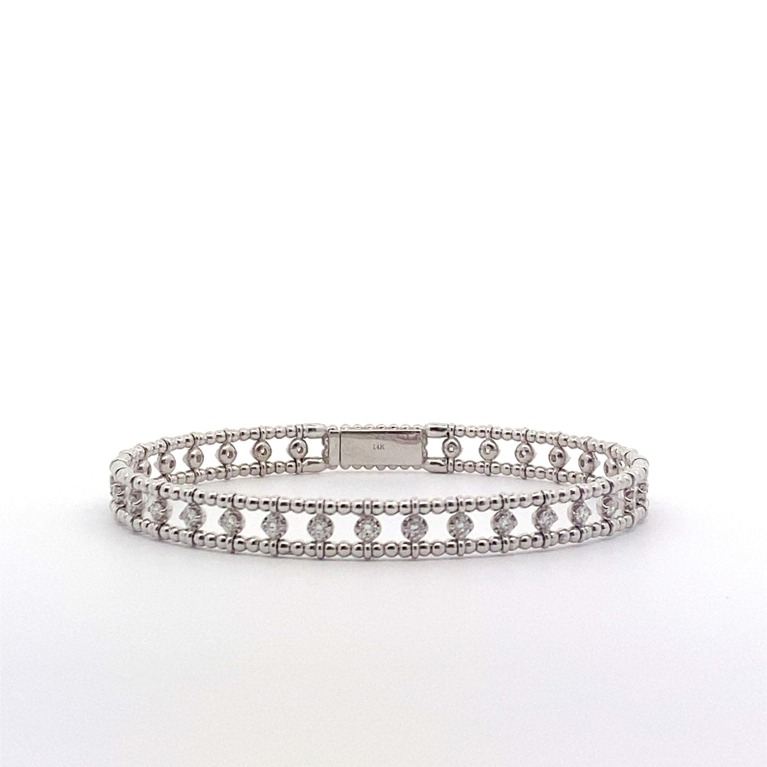 Brazalete de diamantes de oro blanco de 14 quilates