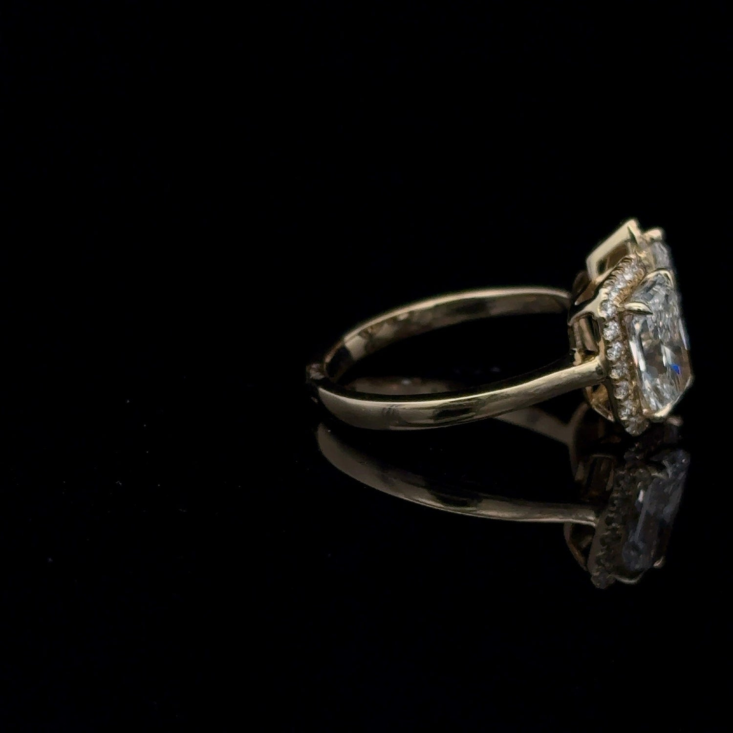 14K Yellow Gold Toi Et Moi Radiant Pear And Round Diamond Ring 3Cttw