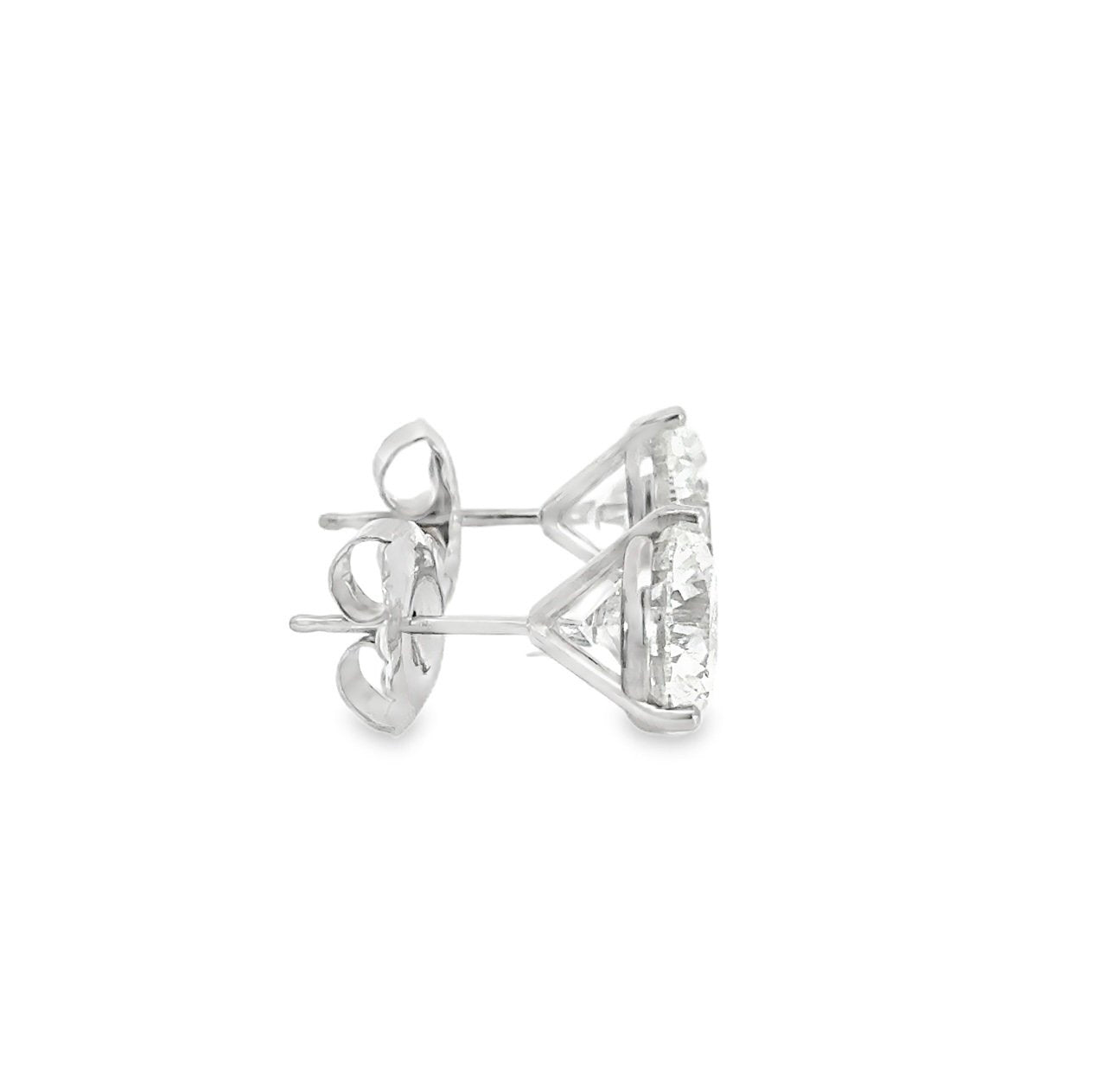 14K White Gold Round Brilliant Cut Lab Grown Diamond Stud Earrings 6.12cttw