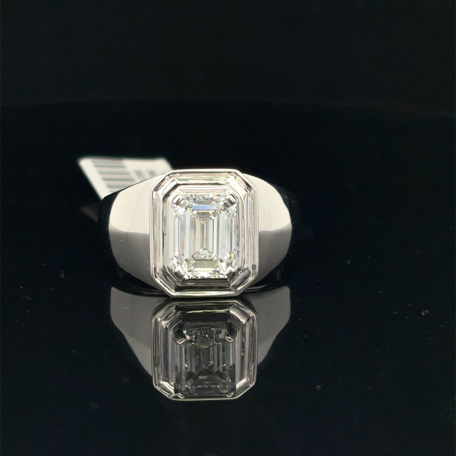 3.00ct 14K White Gold Emerald Cut Men’s Lab Grown Diamond Ring F VS1