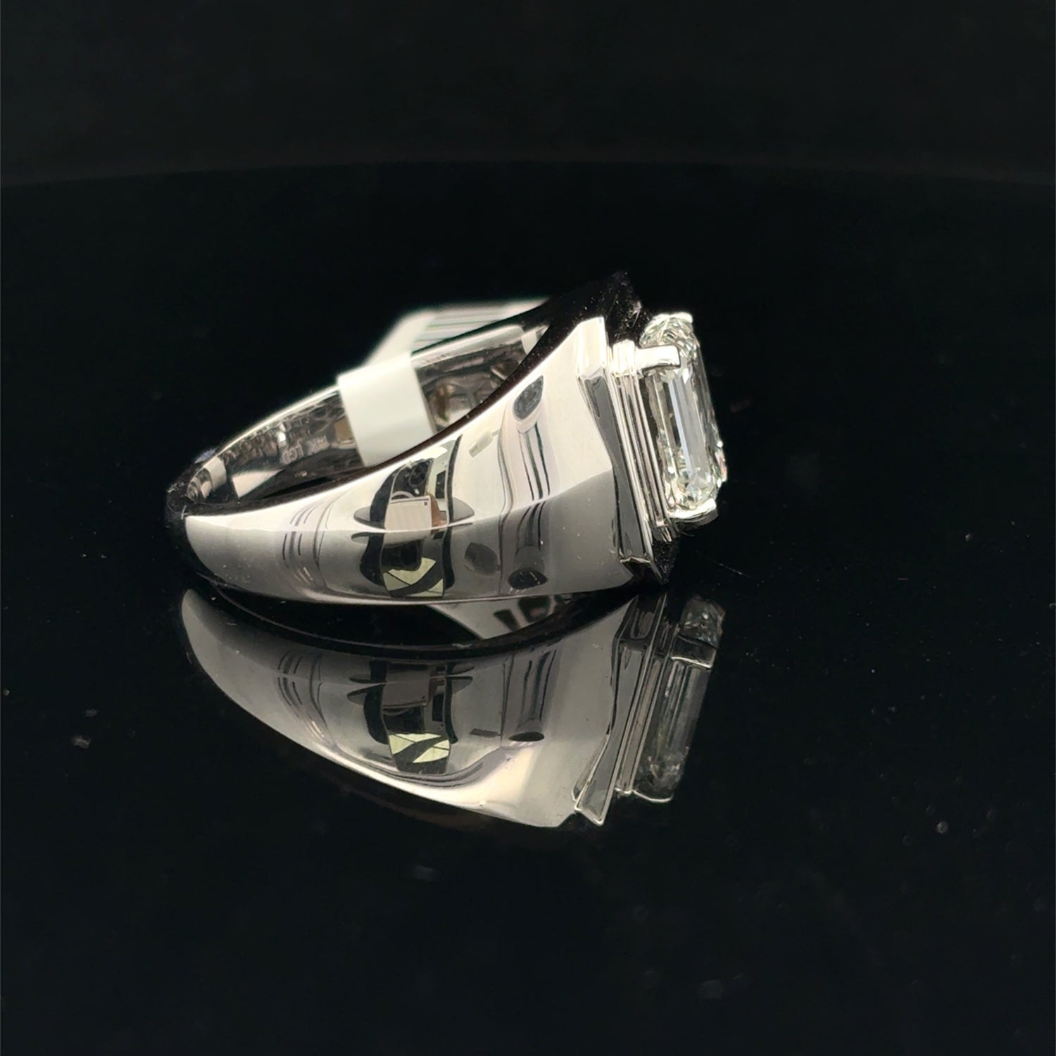 3.00ct 14K White Gold Emerald Cut Men’s Lab Grown Diamond Ring F VS1
