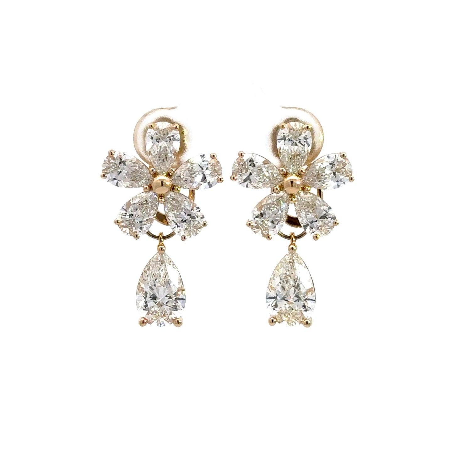 14K Yellow Gold Pear Shape Lab Grown Diamond Fancy Earrings