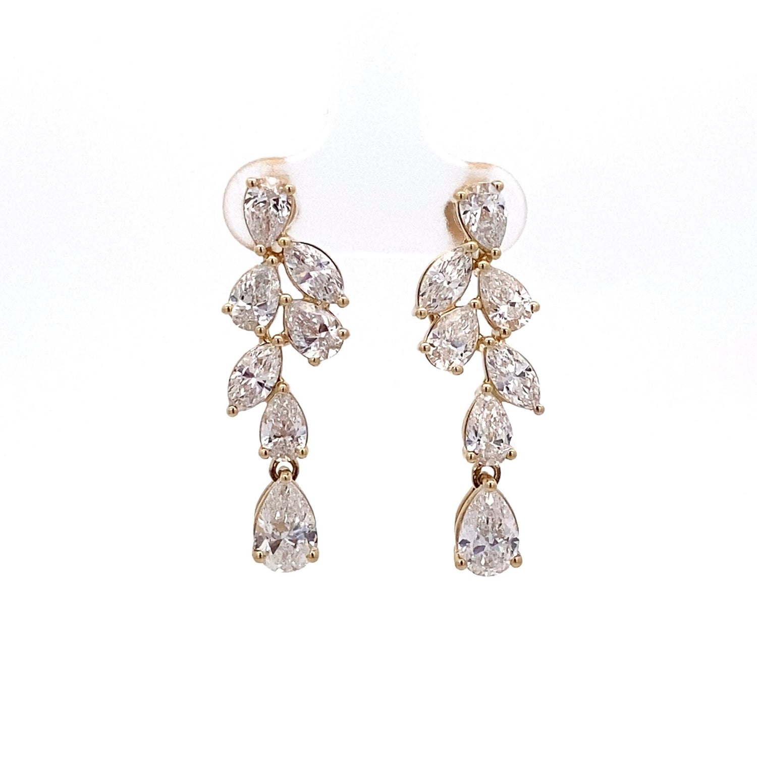 14K Yellow Gold Pear and Marquise Lab Grown Diamond Fancy Earrings