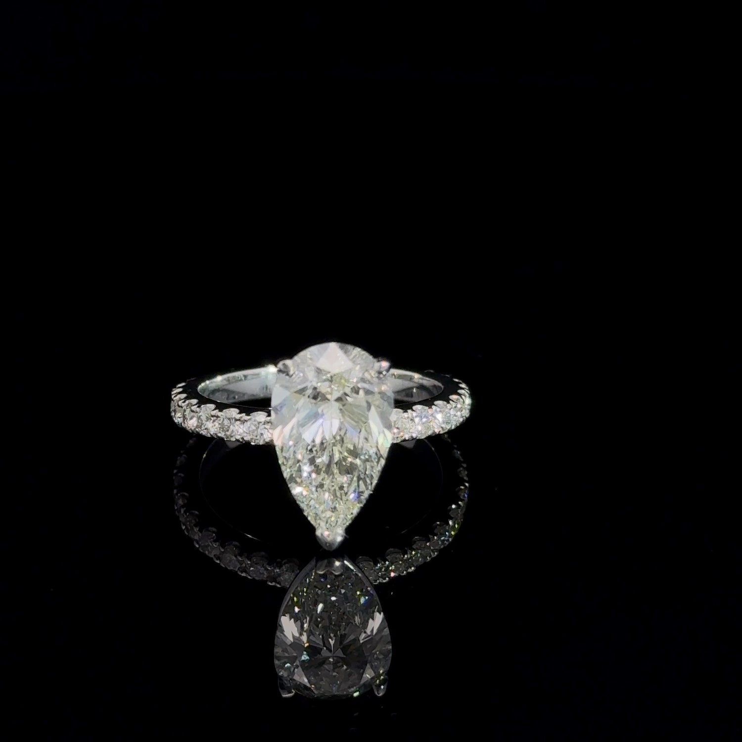 14K White Gold 3.46 cttw Pear Shape Lab Grown Diamond Engagement Ring