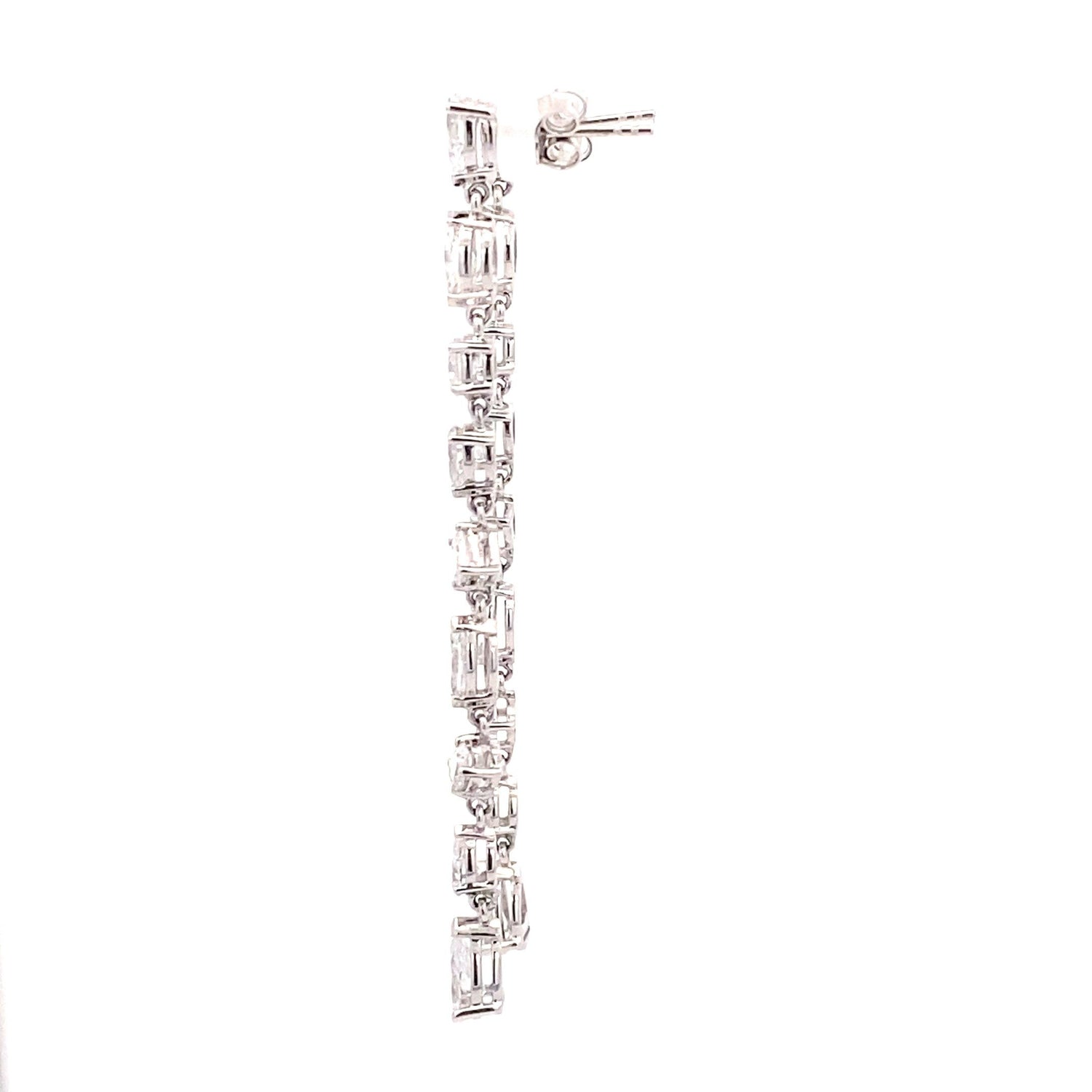 18K White Gold Multi Shape Lab Grown Diamond Dangling Earrings