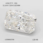 4.04ct Radiant Lab Grown Diamond (Colour F, Clarity VS1, IGI Certified)