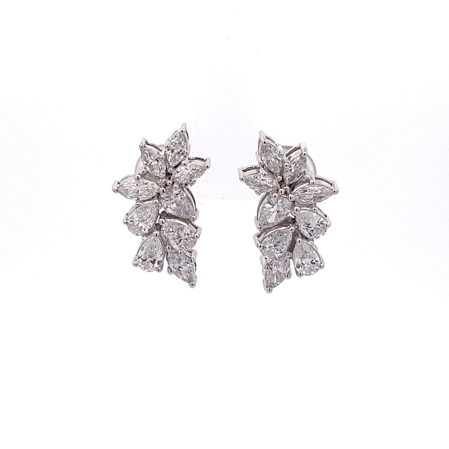 Aretes de oro blanco de 14 quilates con diamantes cultivados en laboratorio en forma de pera y marquesa