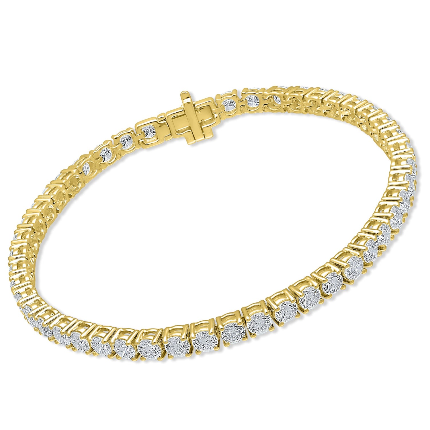 14K Yellow Gold Round Lab Grown Diamond Tennis Bracelet 7.0 CTW Vs1-Vs2
