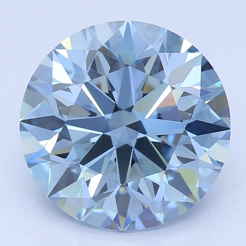 2.00 CT Fancy Vivid Blue Round Cut Lab Grown Diamond – VVS2 Clarity