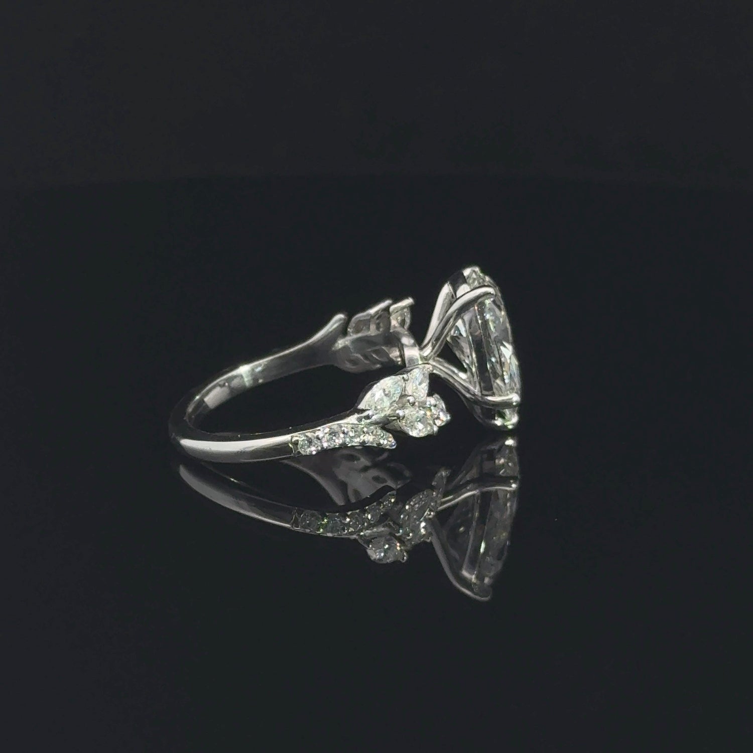 14K White Gold Pear Shape Lab Grown Diamond Engagement Ring