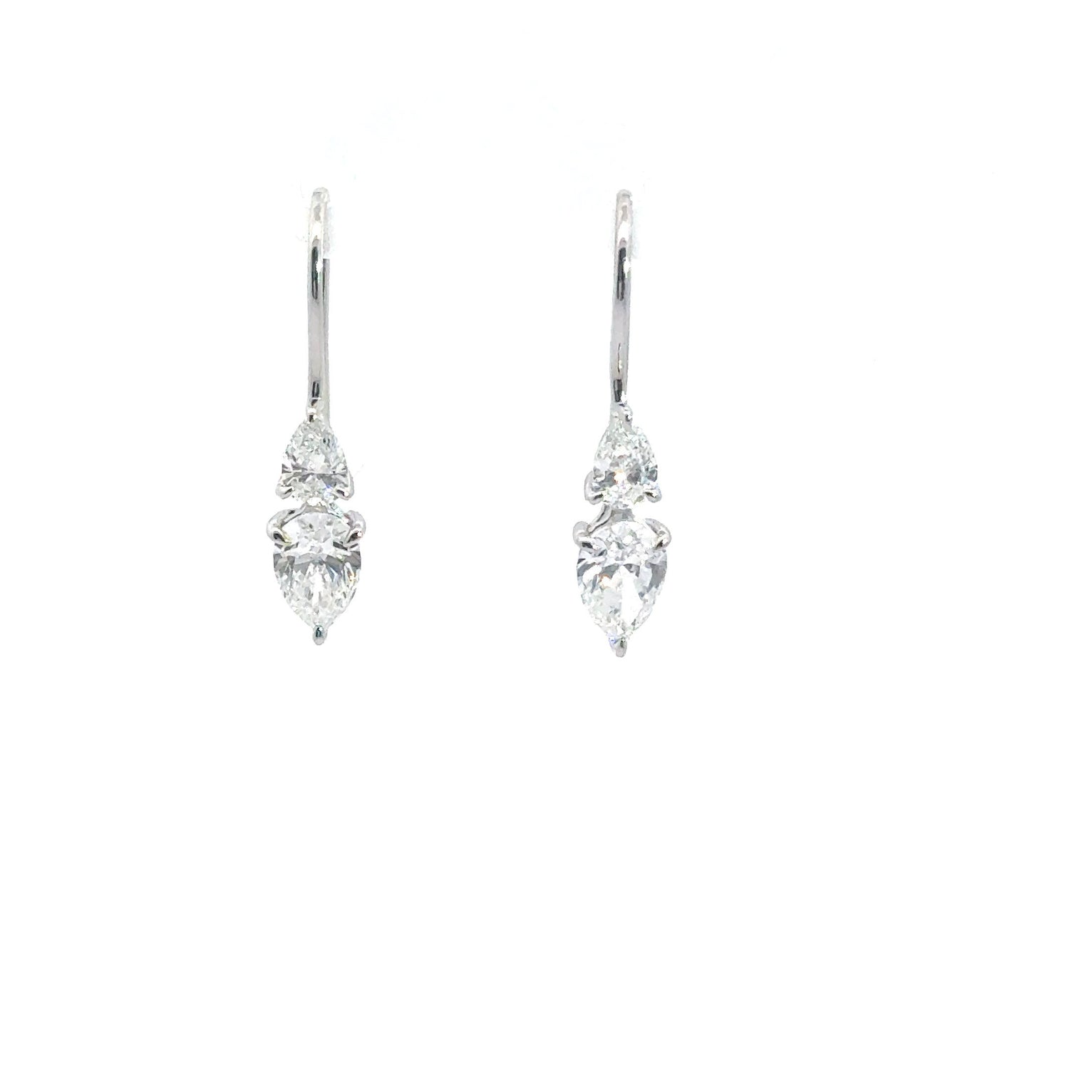 14K White Gold Pear Shape Lab Grown Diamond Dangle Earrings