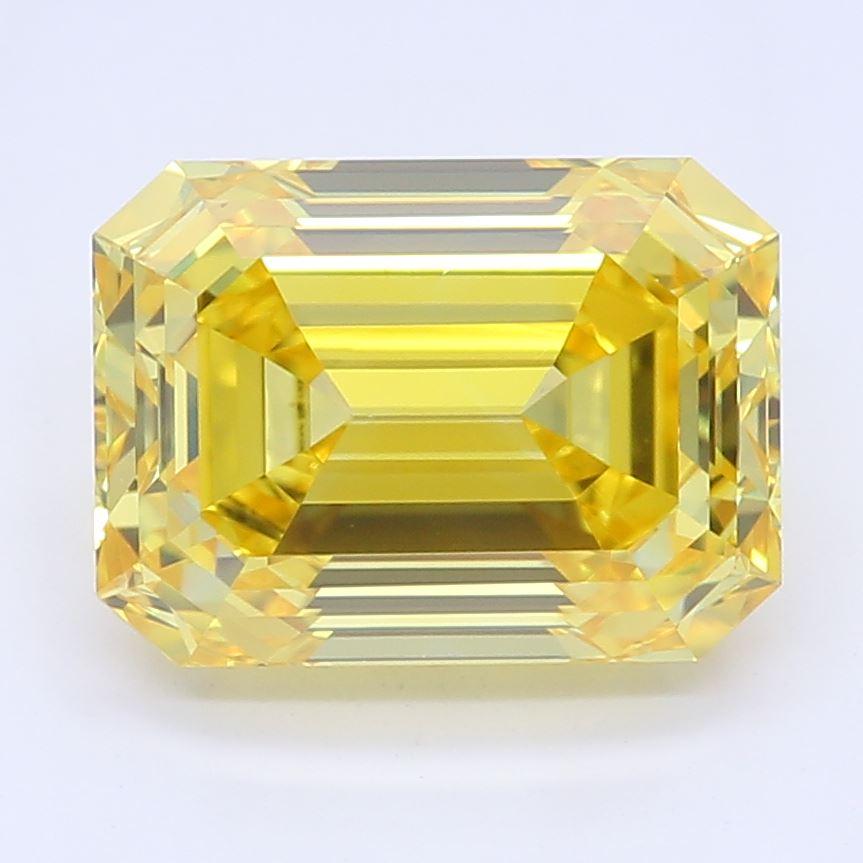 1.50 CT Fancy Vivid Orangy Yellow Emerald Cut Lab Grown Diamond – VVS2 Clarity