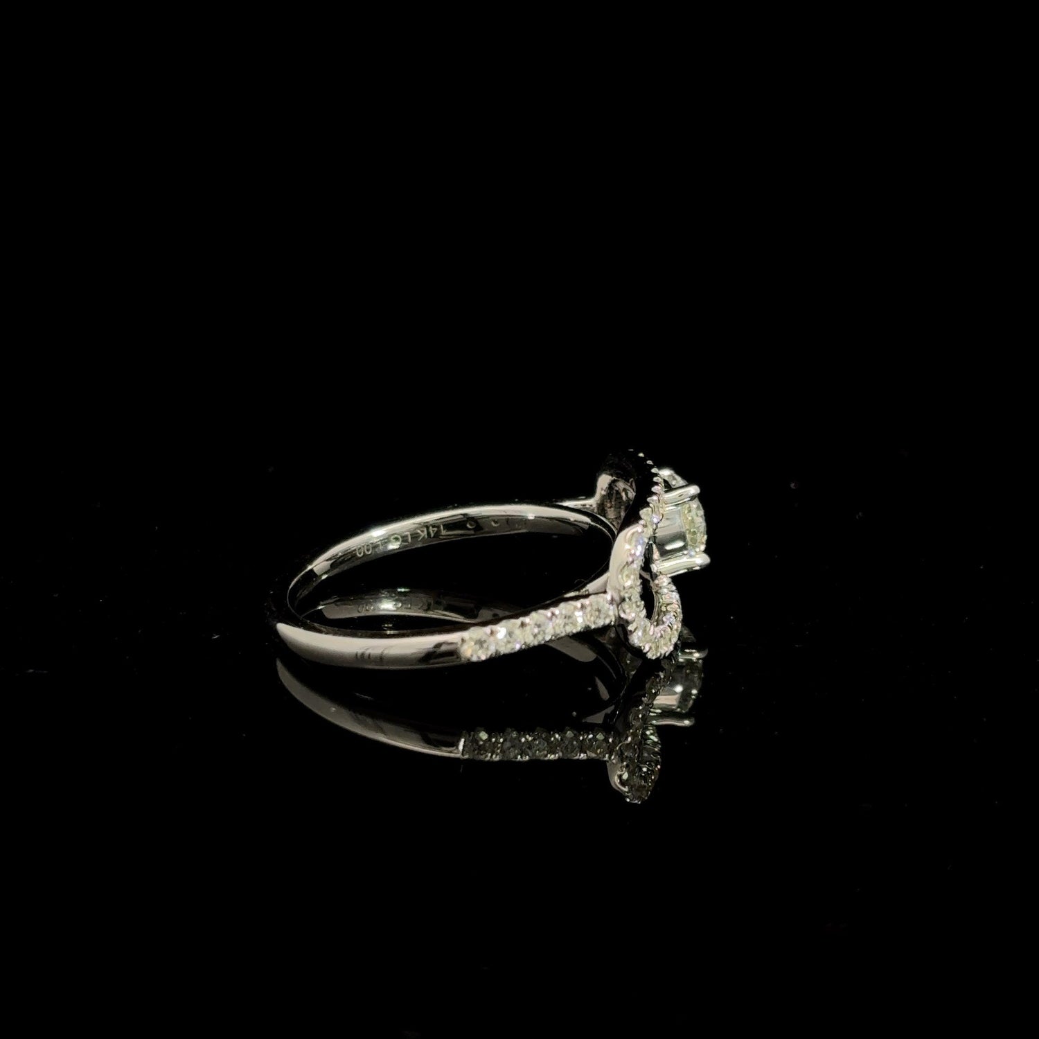 14K White Gold Round Cut Lab Grown Diamond Paperclip Ring 1.00cttw F VS1