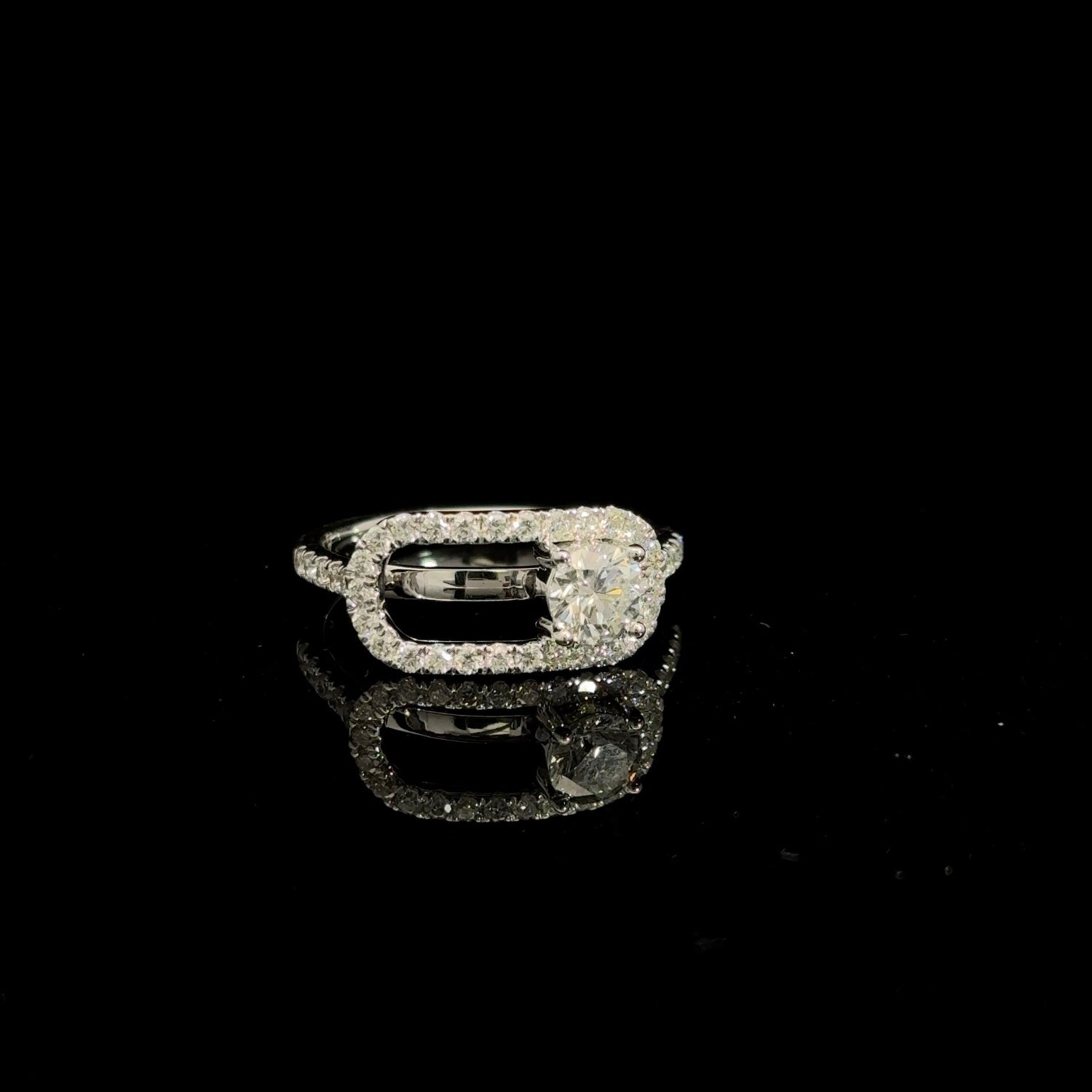 14K White Gold Round Cut Lab Grown Diamond Paperclip Ring 1.00cttw F VS1