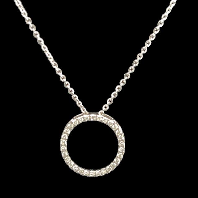 14K White Gold Round Diamond Fashion Pendant 0.29Cttw