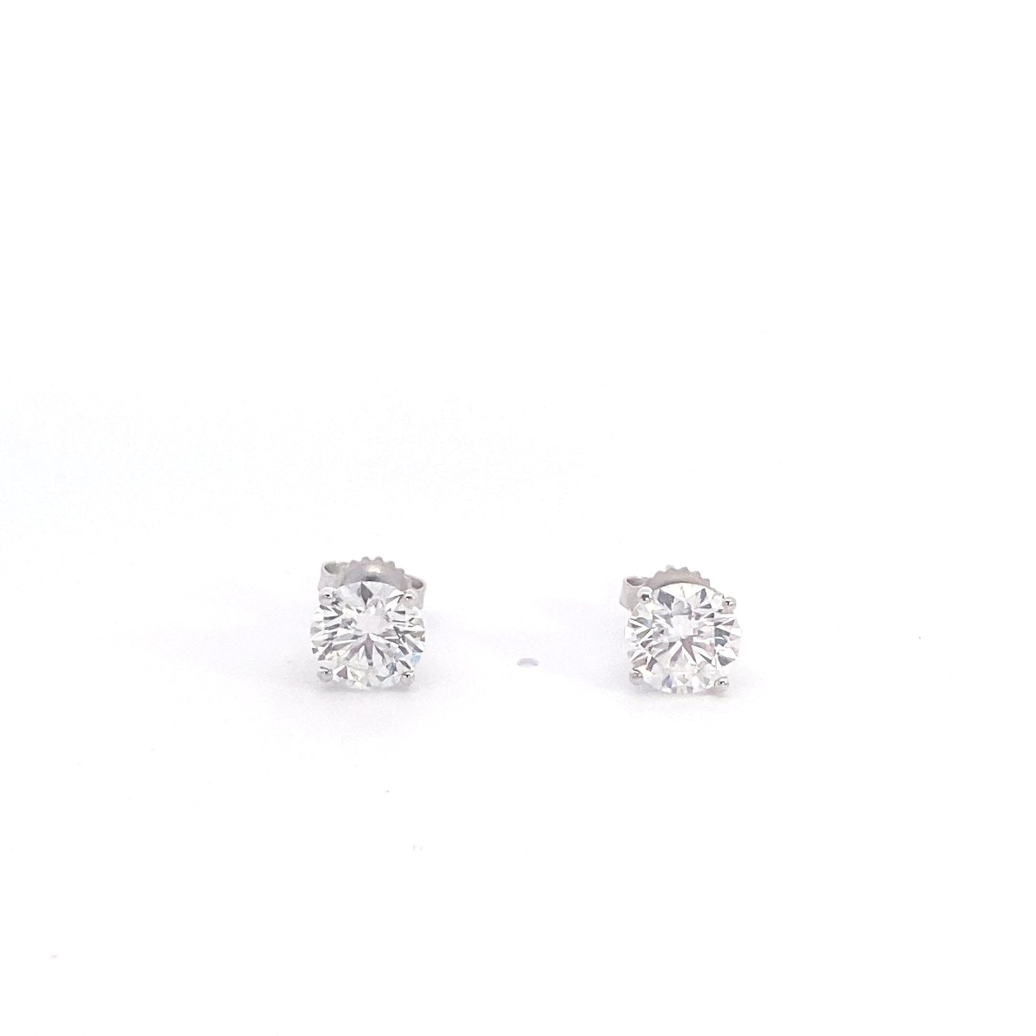 14K White Gold Round Brilliant Cut Lab Grown Diamond Stud Earrings