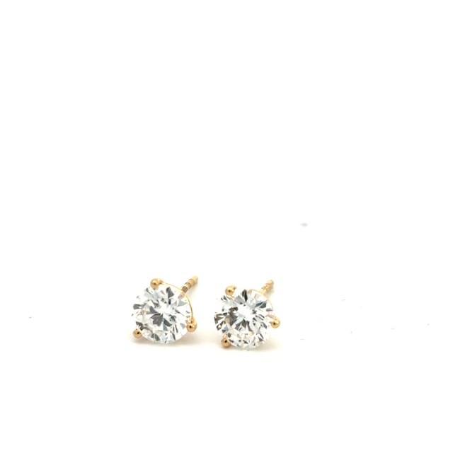 14K Yellow Gold Stud Earrings Lab Grown Diamond 2.02 cttw E Color VS1 Clarity