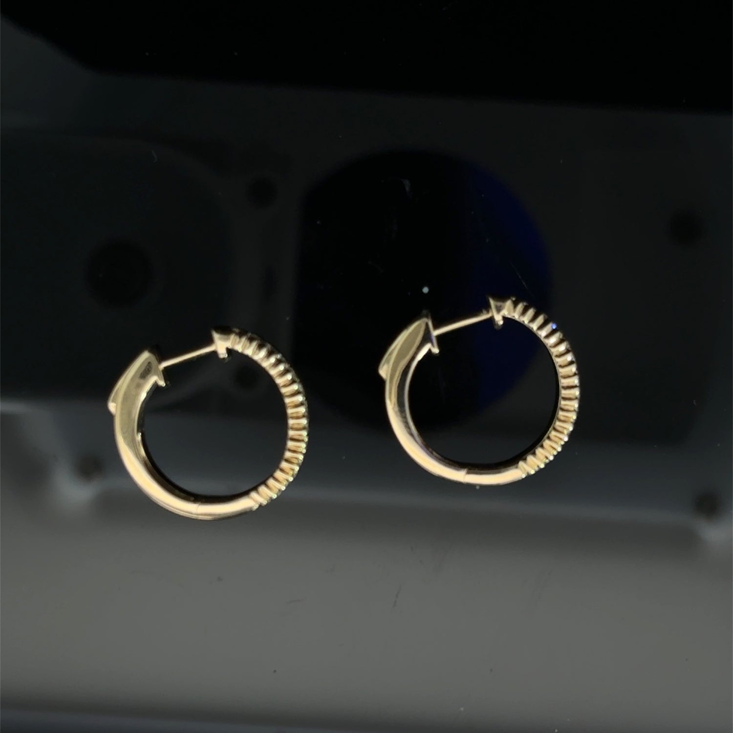 14K White Gold Round Cut Lab Grown Diamond Hoop Earrings