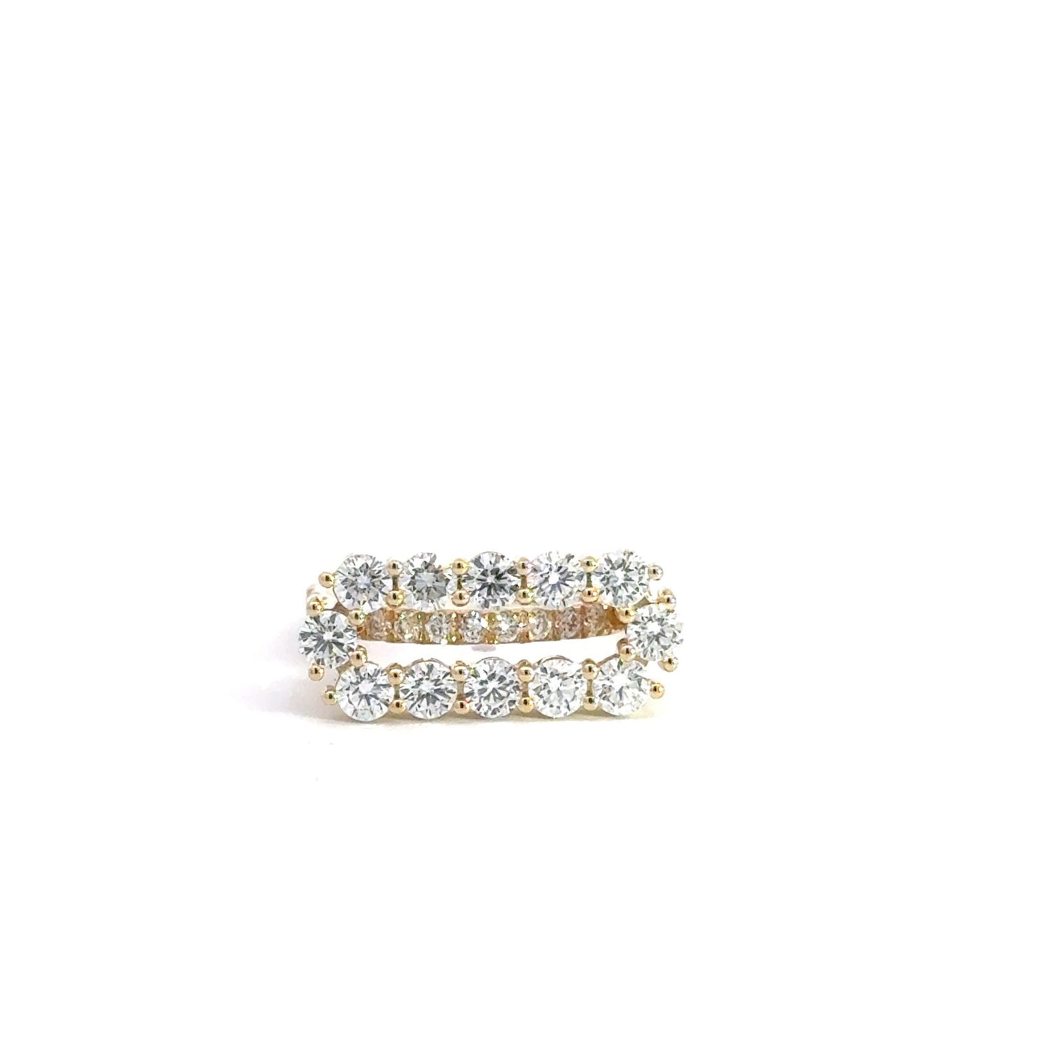 Anillo de oro amarillo de 14 quilates con diamantes cultivados en laboratorio de talla brillante redonda
