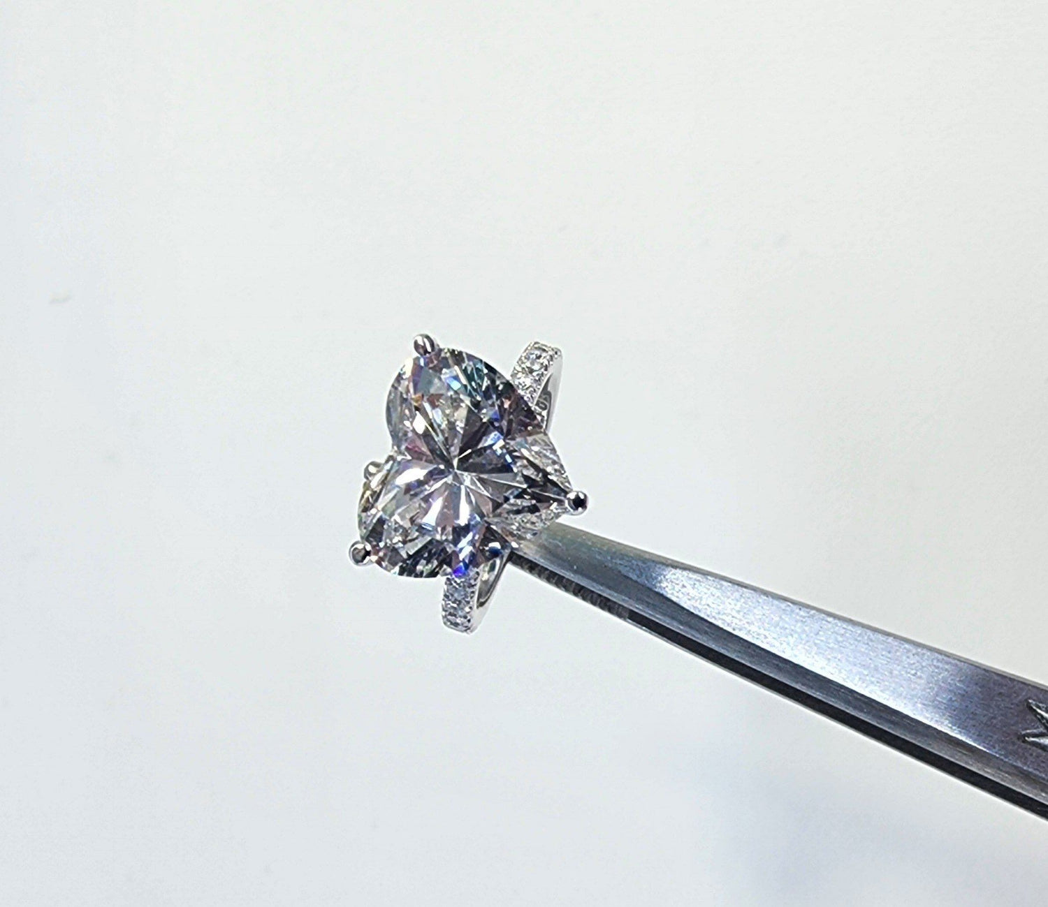18K White Gold 5.76 cttw Heart Shape Lab Grown Diamond Engagement Ring