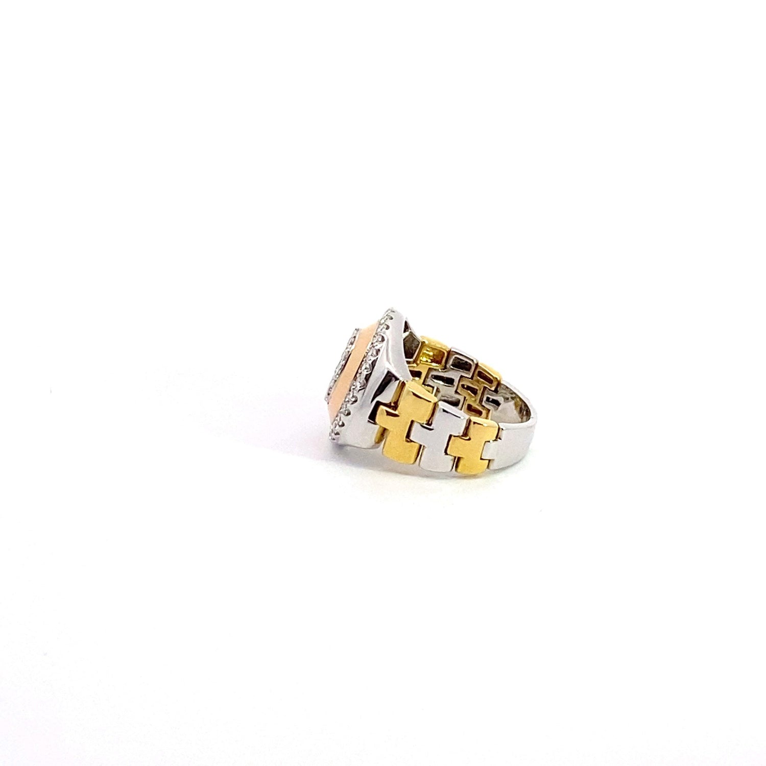 Anillo de diamantes estilo Rolex de dos tonos de 18 quilates