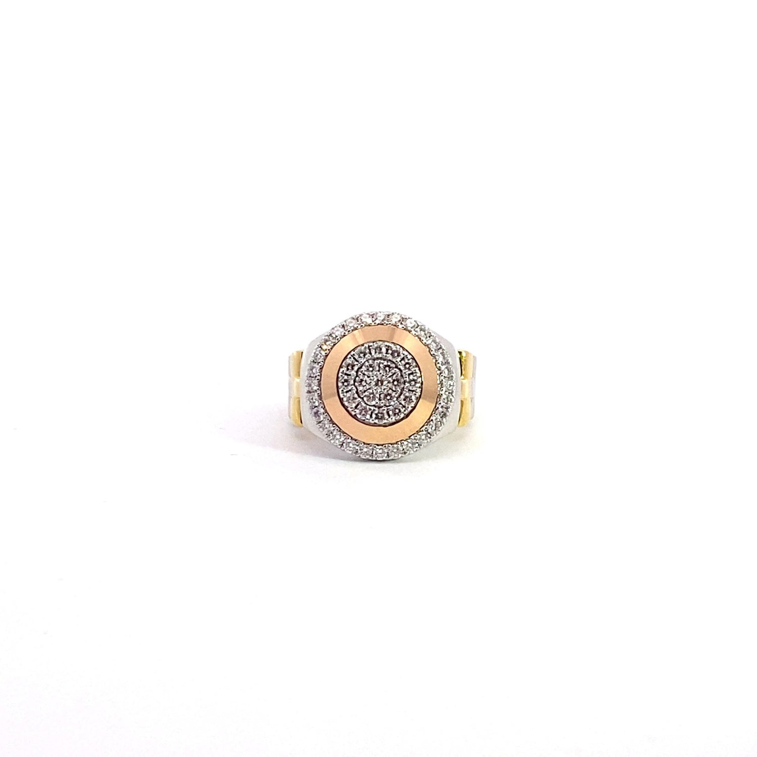 Anillo de diamantes estilo Rolex de dos tonos de 18 quilates