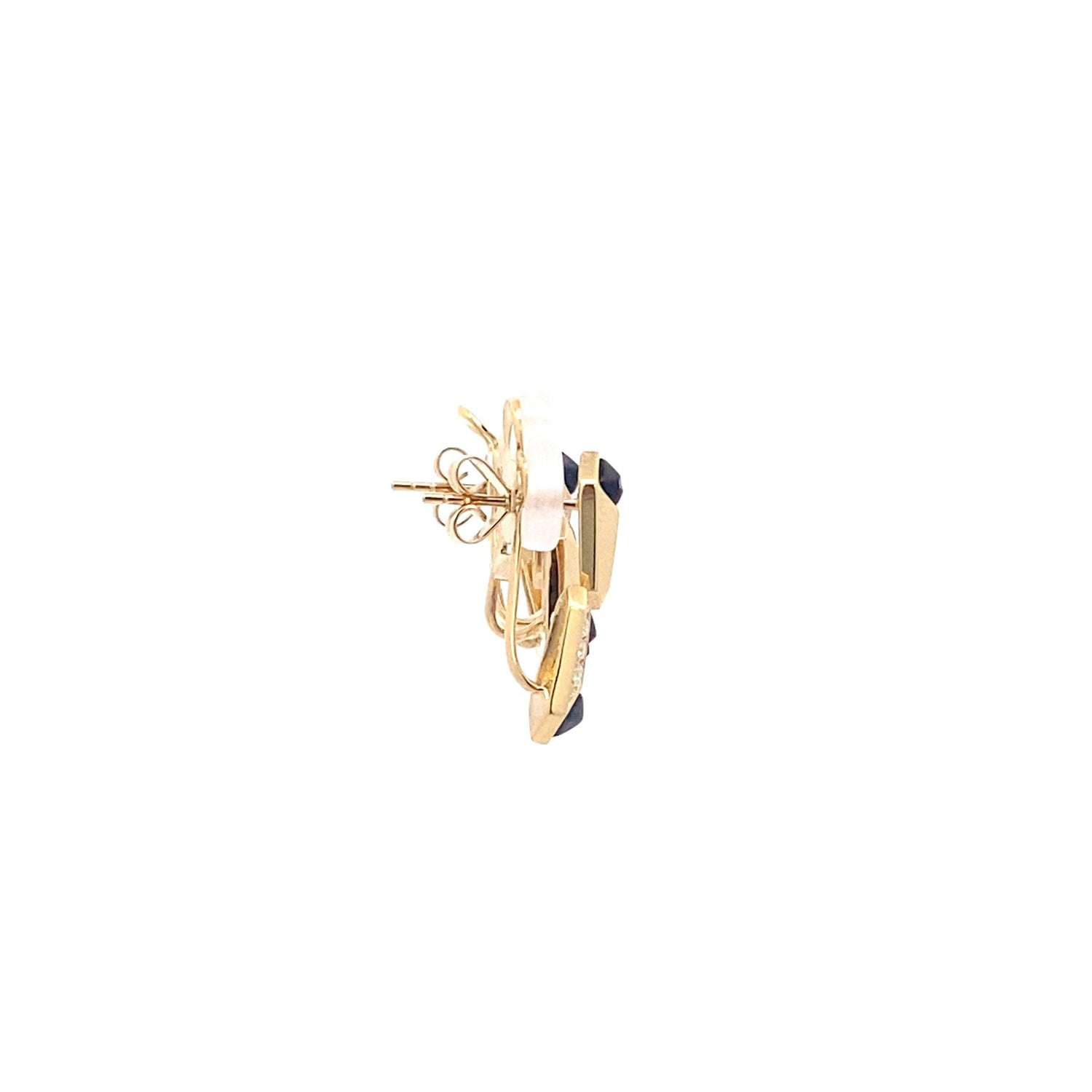 18K Solid Yellow Gold and Black Mother of Pearl Earring Jackets