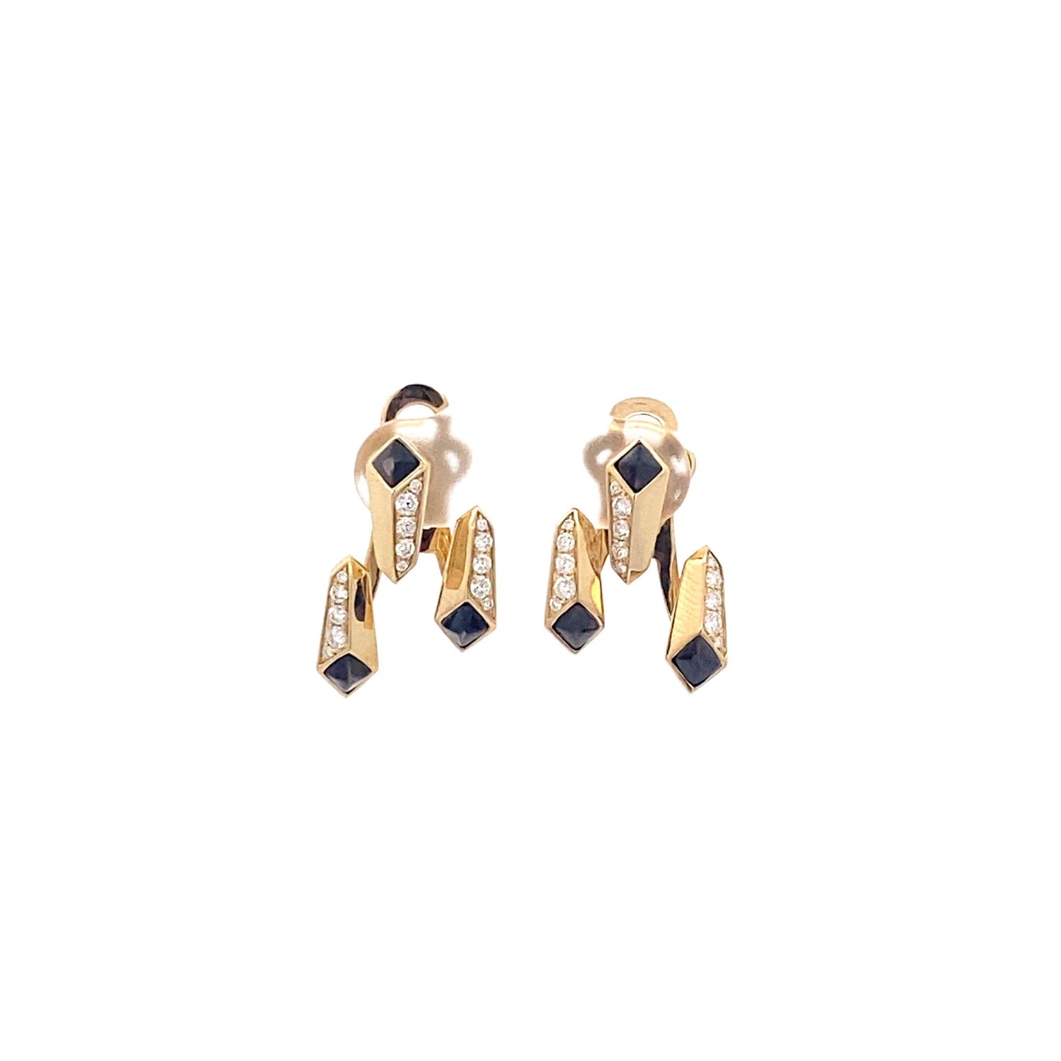 18K Solid Yellow Gold and Black Mother of Pearl Earring Jackets