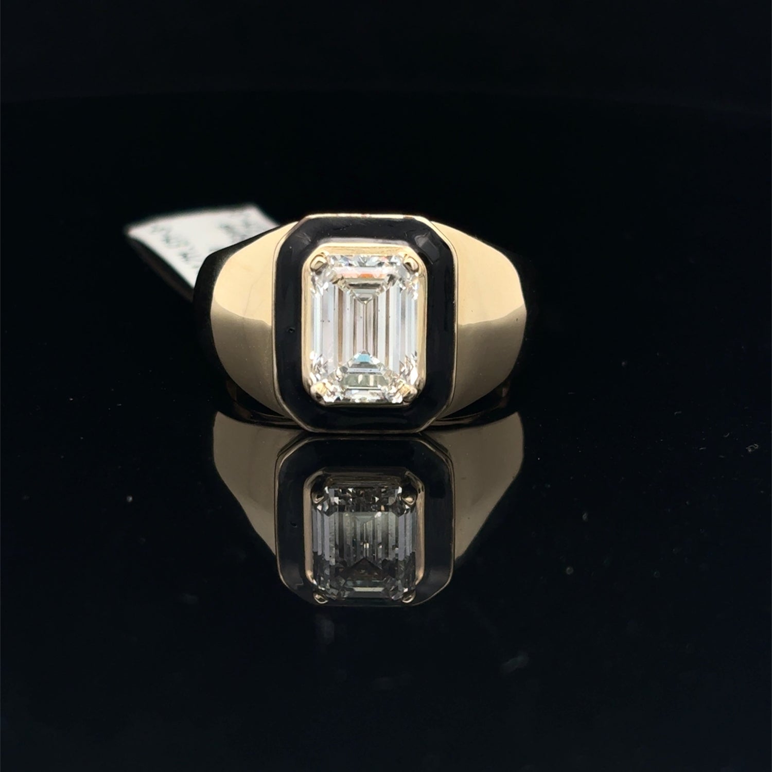 3.00ct 14K Yellow Gold Emerald Cut Men’s Lab Grown Diamond Ring F VS1