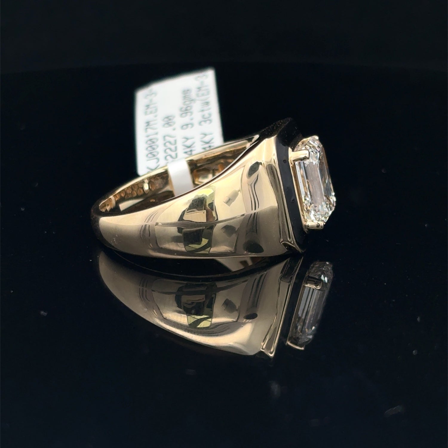 3.00ct 14K Yellow Gold Emerald Cut Men’s Lab Grown Diamond Ring F VS1