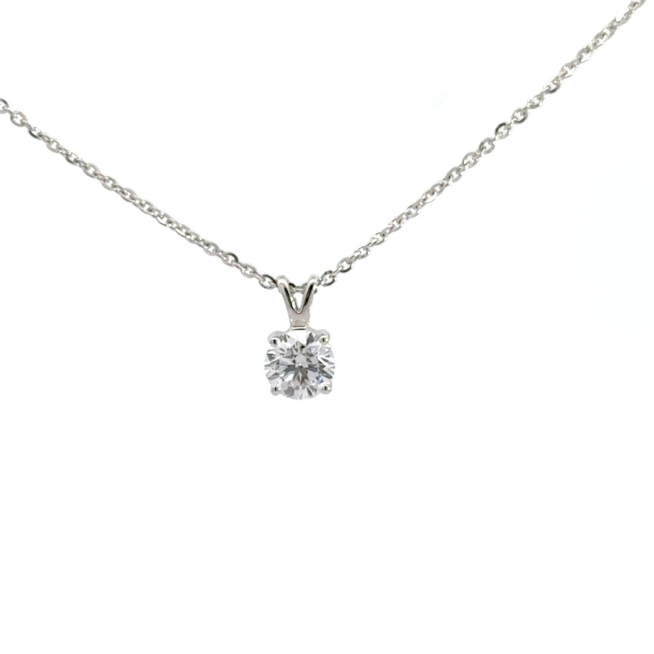 14K White Gold Round Brilliant Lab Grown Solitarie Pendant 1.03ct