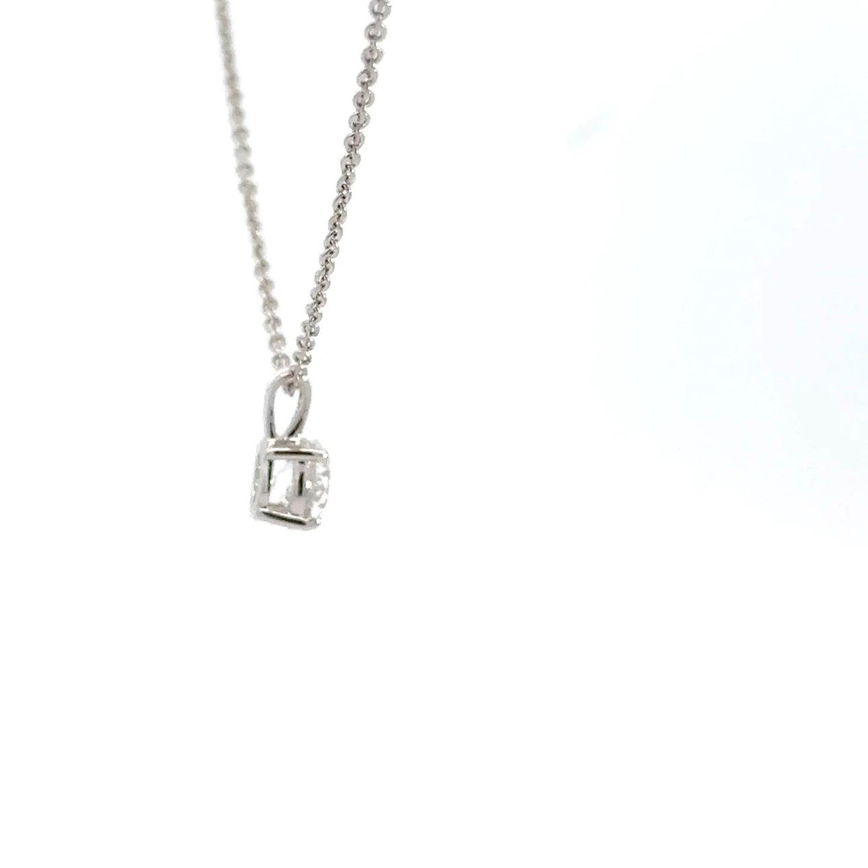 14K White Gold Round Brilliant Lab Grown Solitarie Pendant 1.03ct