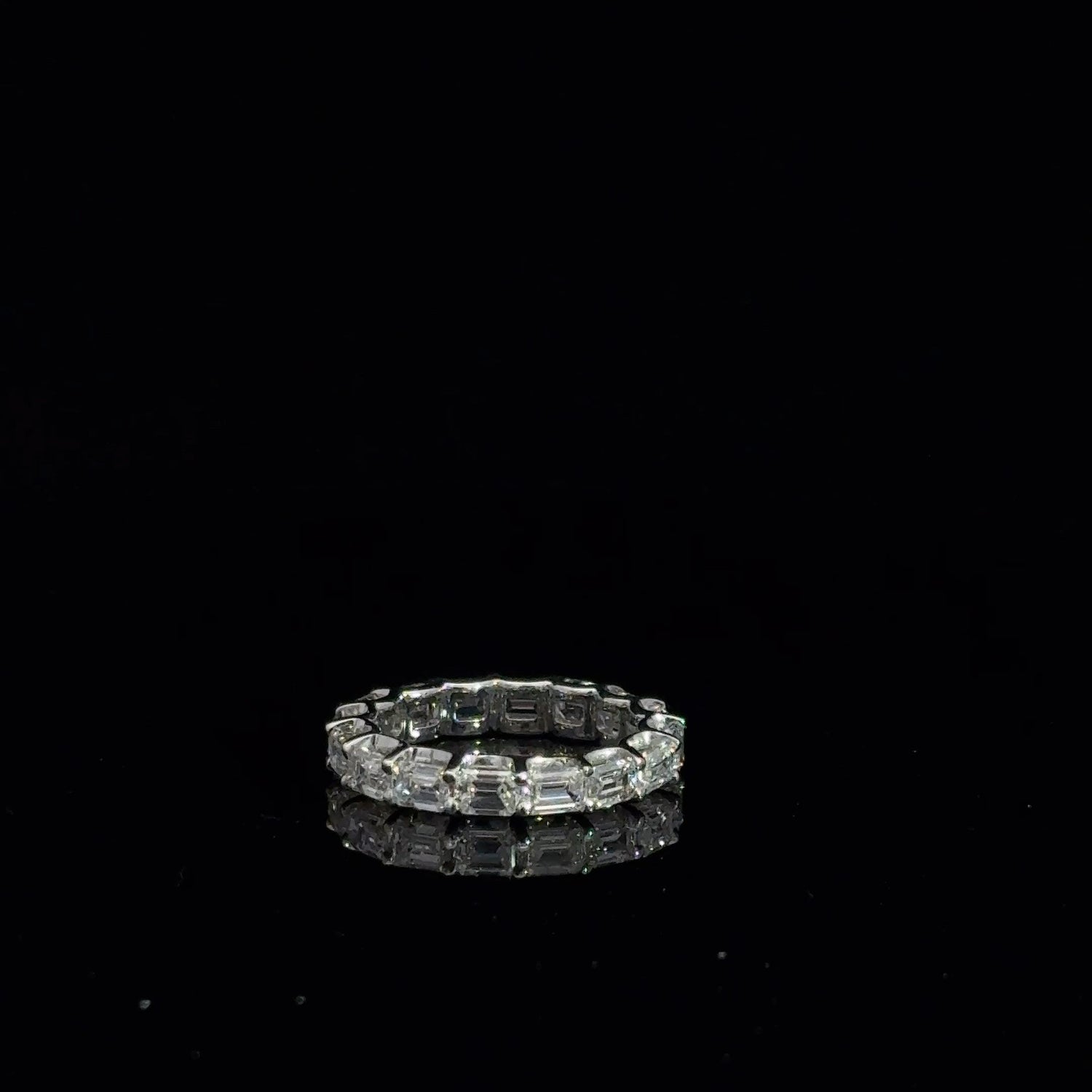 14k White Gold 3.46 cttw Emerald Cut Lab Grown Diamond Eternity Band
