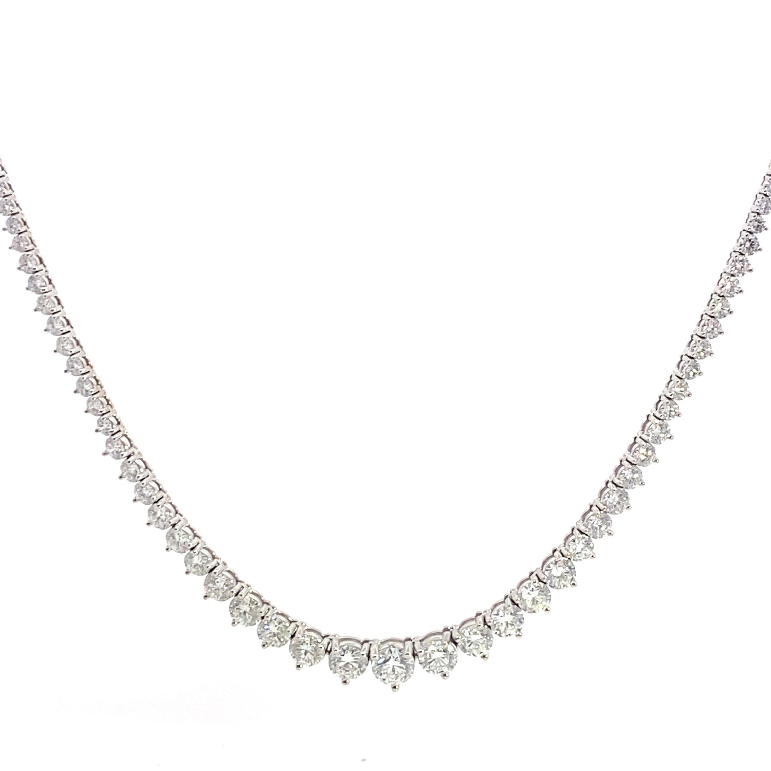 Collar de tenis de oro blanco de 14 quilates con diamantes cultivados en laboratorio y graduados