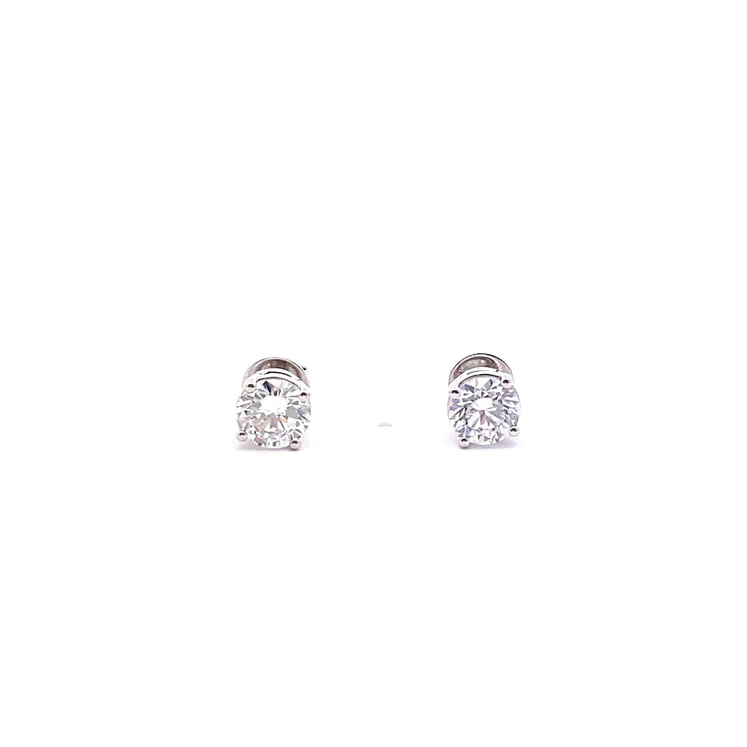 14K White Gold Round Brilliant Cut Lab Grown Diamond Stud Earrings 3.03cttw